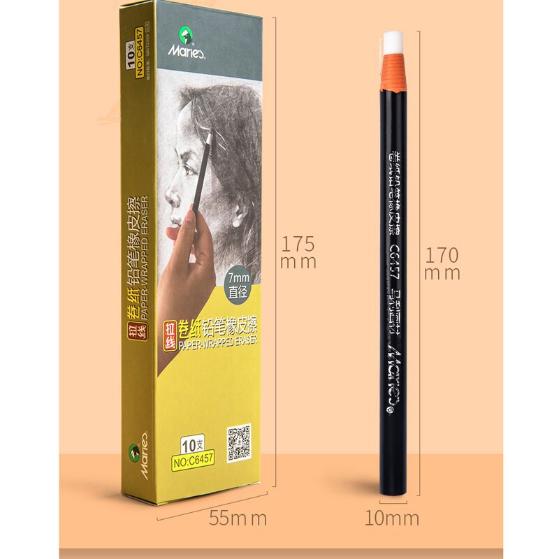 Marie – gomme à crayon en rouleau de papier, forme de stylo créative, papeterie d&#39;apprentissage pour étudiants, effaceur de dessin artistique, fournitures de bureau: White-7mm