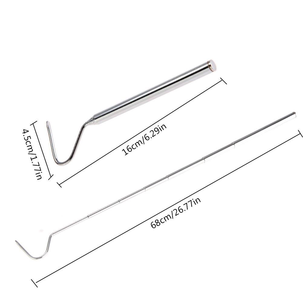 Snake Hook Stainless Steel Retractable Long Handle Snake Catching Tool Black Sliver Adjustable Reptile Snake Hook Tool Trap Tong