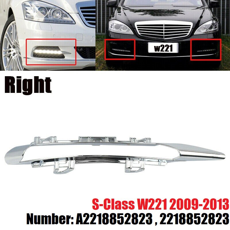 Mistlamp Molding Cover Grille Trim Rechts Voor Mercedes Benz W221 S Klasse 2218852823: Default Title