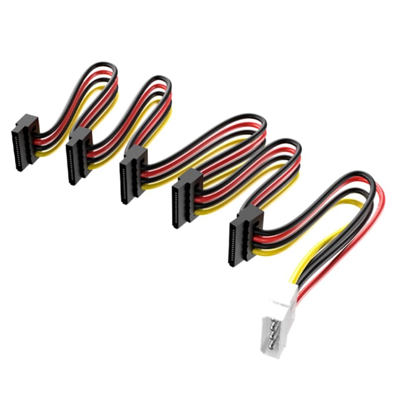 1 Tot 5 Sata Power Cable Splitter Kabel Harde Schijf Schijf Kabel 4 Pin Naar 15 Pin Voeding Splitter kabel Cord