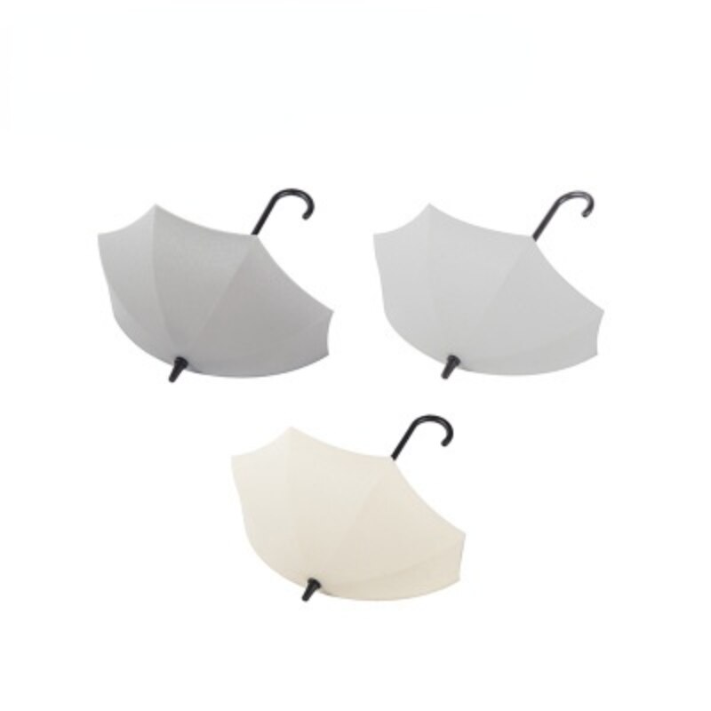 3Pcs Umbrella Shape Hook Wall Hanger Rack Small Items Kitchen Bathroom Wall Mounted Decor Hook Household Multi-purpose Holder: Beige white gray