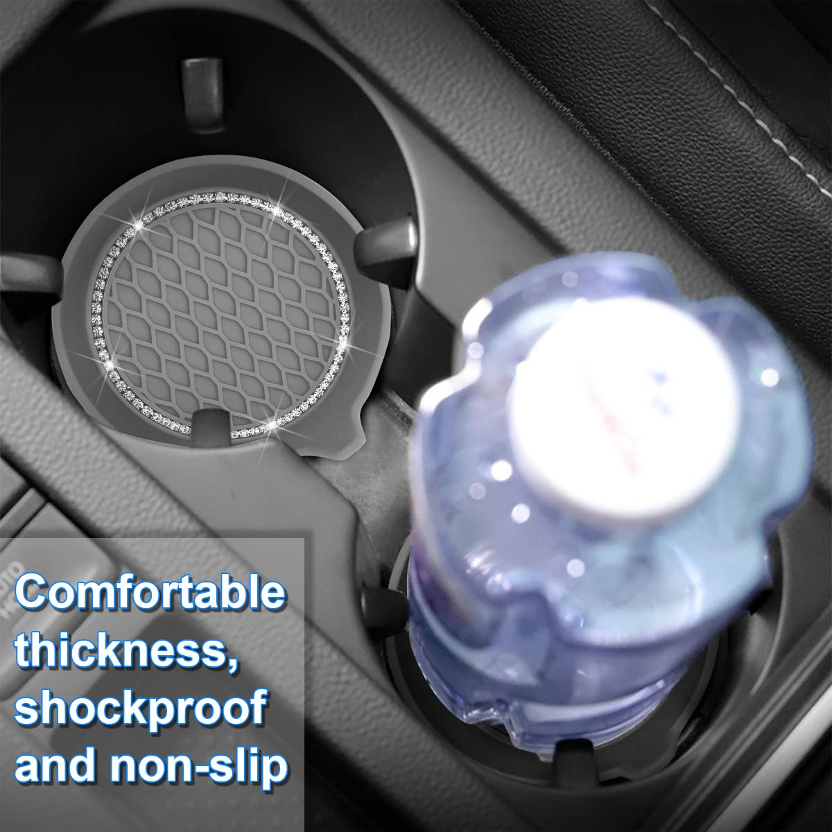 2/4 Stuks Auto Bekerhouder Coaster Siliconen Bekerhouder Met Bling Crystal Rhinestone Insert Antislip Bekerhouders stille Cup Pad