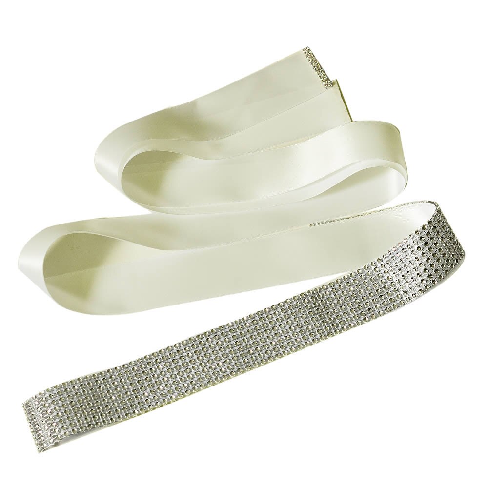 bridal belt sash Boutique Rhinestone Pearl Beading Waistbands for Bridal Wedding Dress Crystal Belt Bow With Satin Ribbons Sash: ivory