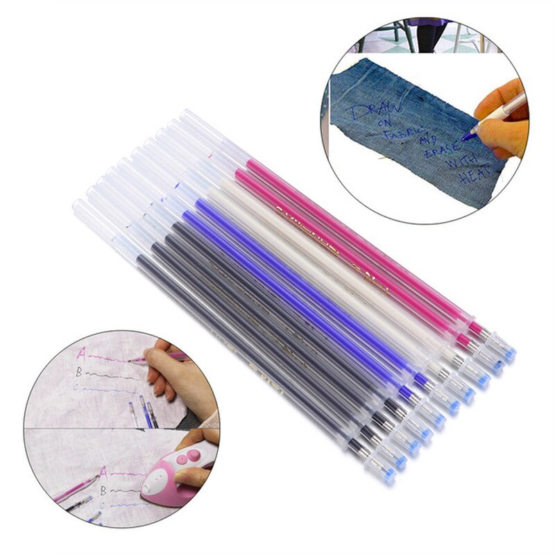 1Set = 10 Uds marcadores para tela lápiz calor de alta temperatura desapareciendo marcador plumas desaparecer de las líneas de dibujo Accesorios