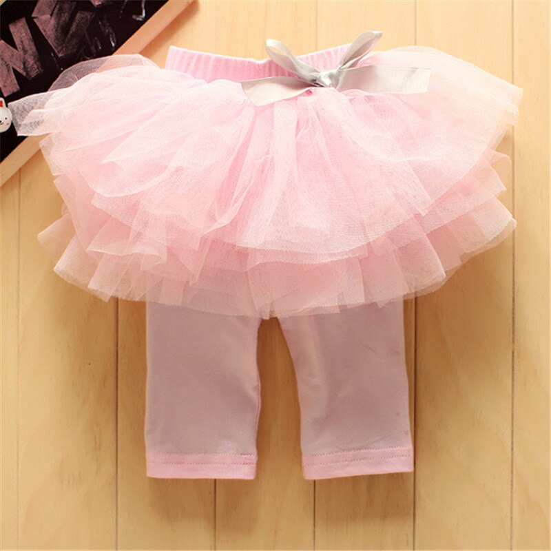 Baby Meisje Tutu Rok Culottes Leggings Gaas Broek Party Rokken Met Boog Dans Kleding 0-3 Jaar with3 Kleuren: Roze / 2T