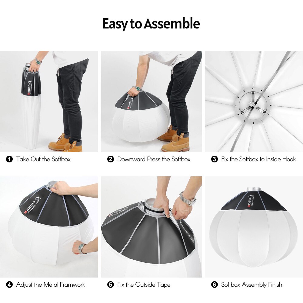 Triopo kq65 lanterna de 26 polegadas softbox esférico dobrável caixa macia rápido-instalar bowens montagem estúdio fotografia iluminação de vídeo