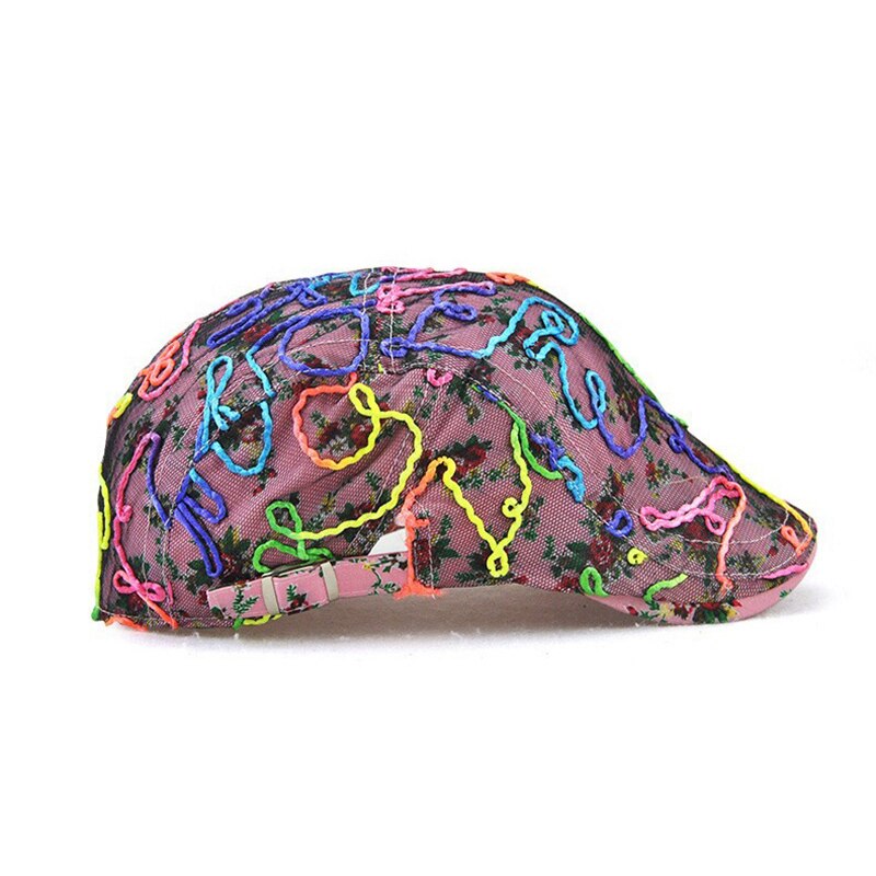 Floral Newsboy Cap Women Attractive Lace Beret Hat Summer Breathable Mesh Flat Caps Gorras Mujer Duckbill Hats For Girls