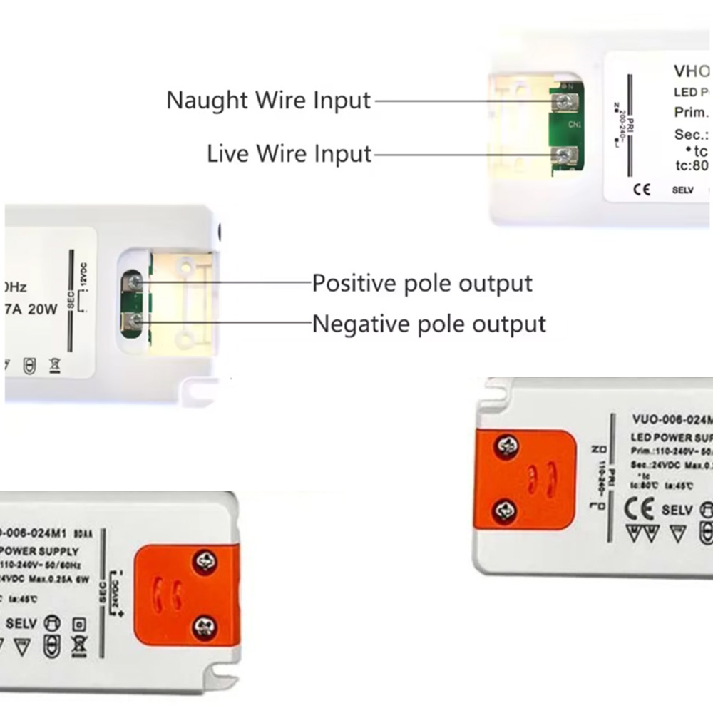 Dc12v/24v tynne led-driver ballast 6w 12w 30w 60w transformator strømforsyning  ac110-220v adapter for skaplamper lyslist