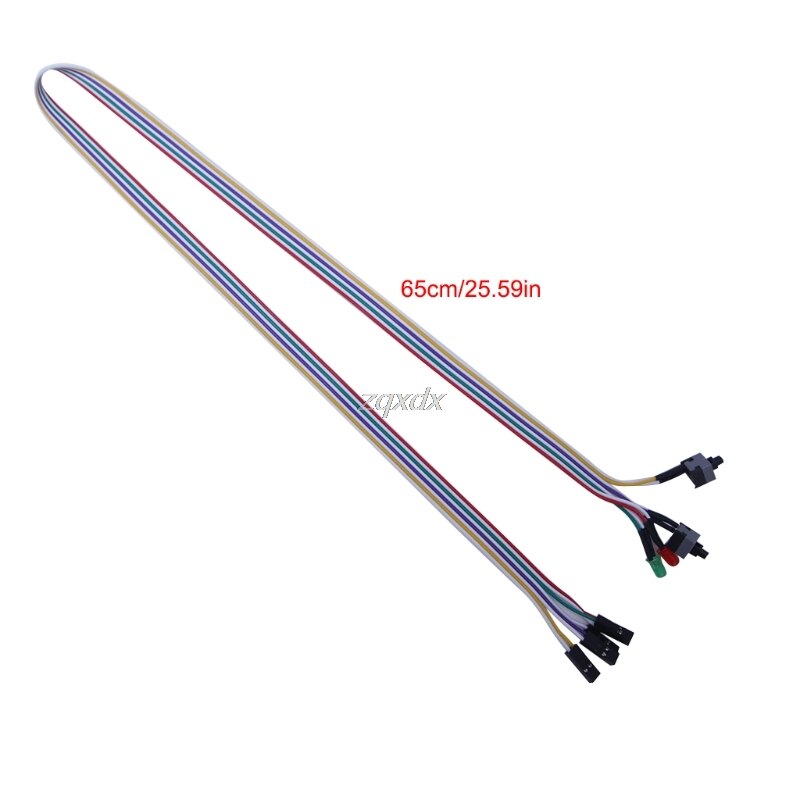 65cm Desktop Computer PC Case Power Cable SW Re-starting Switch Reset HDD LED + 2 on/off PC Switch Connector Adapter Z07