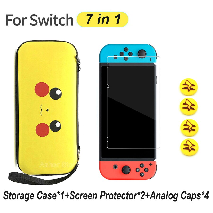 Nuovo 7 in 1 Nintend Interruttore Accessori di Caso di Immagazzinaggio Sacchetto Portatile + 2 Protezione Dello Schermo + 4 Analogico Tappi per nintendoswitch Console: Package 2