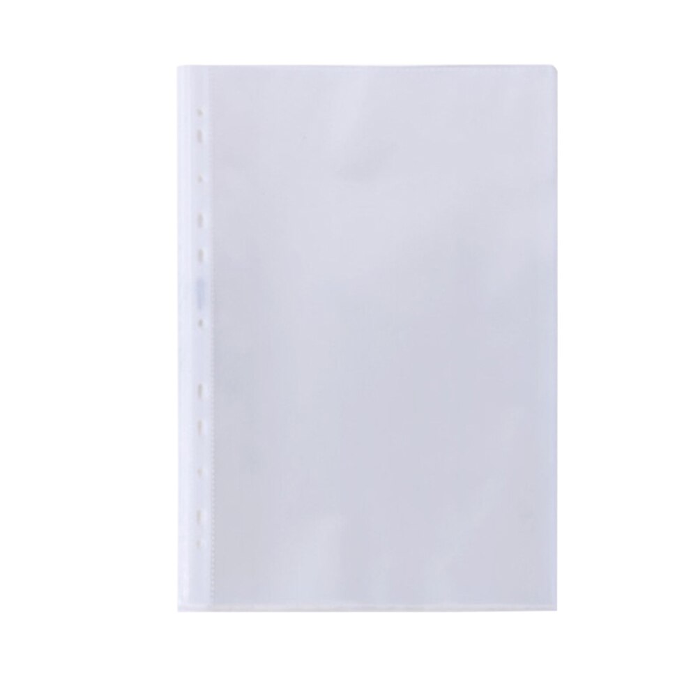 100Pcs 11 Holes Loose Leaf A4 Plastic Punched Pockets Folders Filing Transparent Folder Bag Documents Sheet Protectors