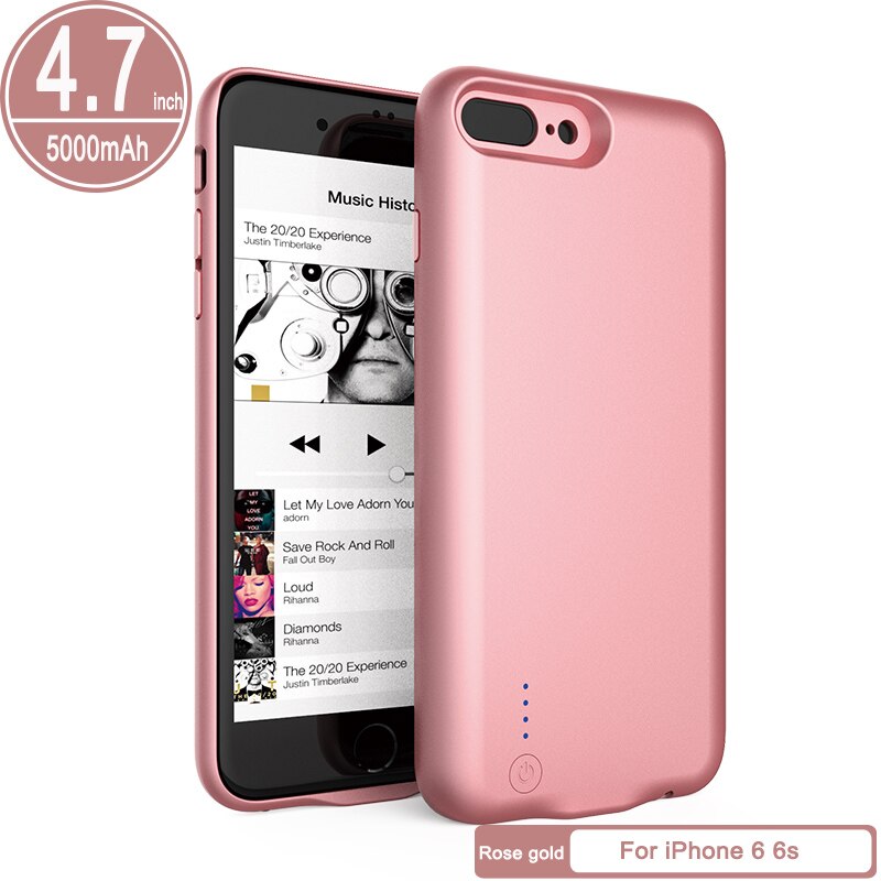 JAVY etui na ładowarkę do iPhone 6 6S 7 8 Plus przenośna ładowarka do banku mocy Ultra Slim Powerbank do ładowania: RG5000mAh i6 i6S