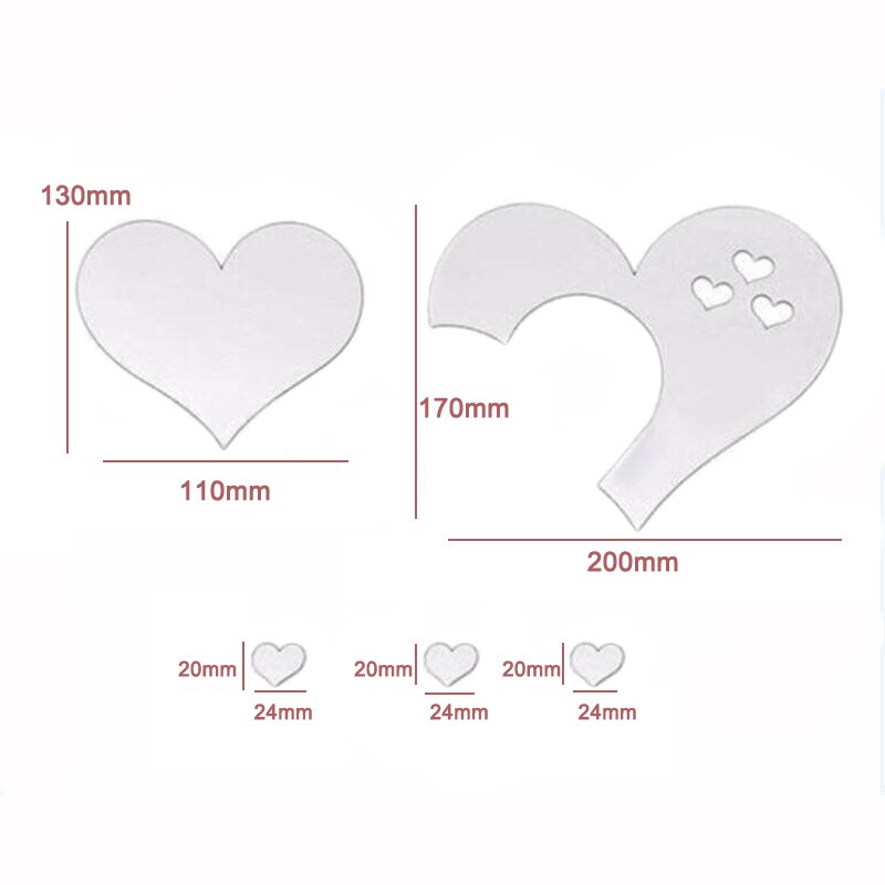 3d spejl hjerte form wallsticker aftagelig gør-det-selv hjem soveværelse kunst vægmaleri indretning hogard