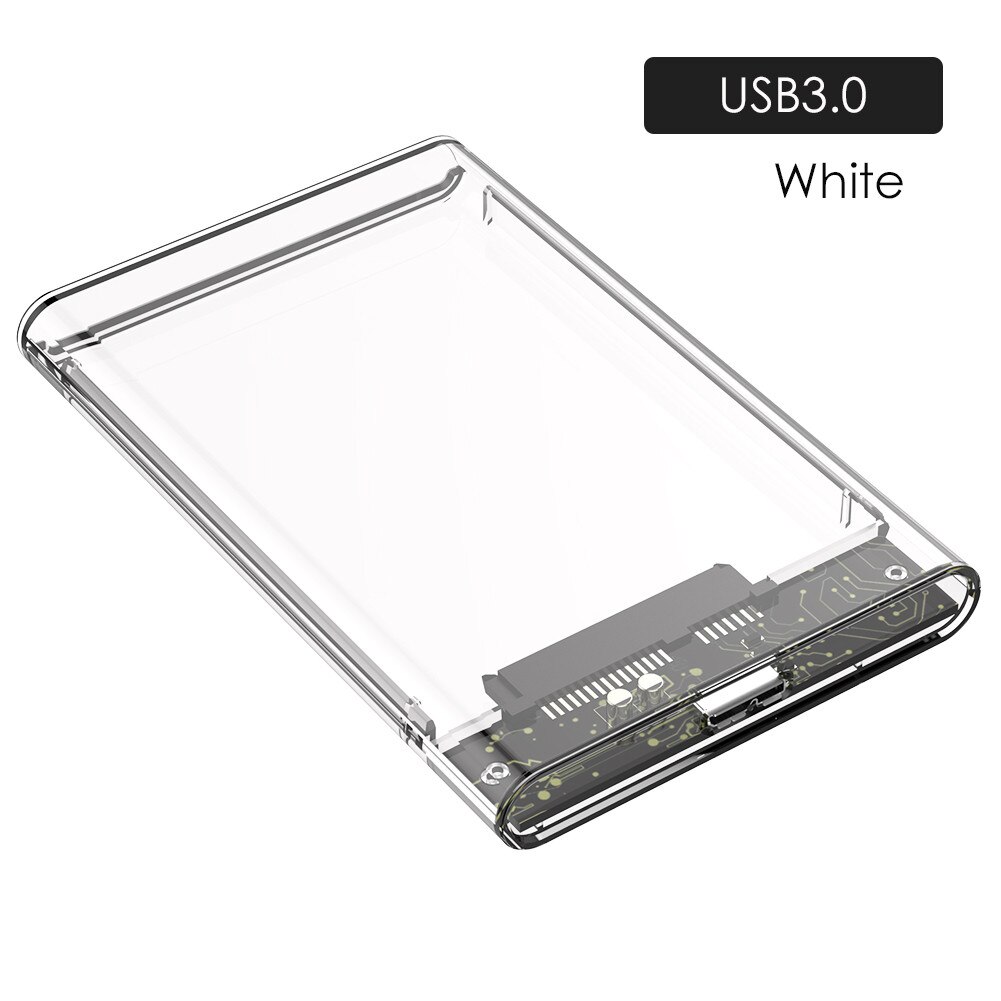 HDD Enclosure 2.5inch Transparent HDD Case Box Sata 2.0/3.0/3.1 to USB 3.0 Gen2 10Gbps Serial Port SATA SSD Hard Drive Case: White-USB 3.0