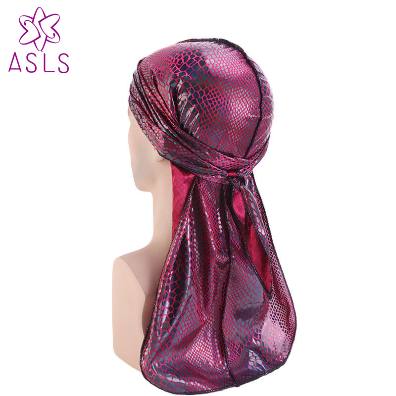 turbante Durag sedoso con estampado de cocodrilo Unisex pelucas Durags Doo Bandanas de abrigo para la cabeza Biker pirata sombrero accesorios para el cabello