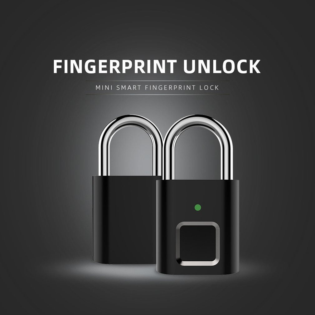 Smart biometrisk tommelfingerprint dørhængelåse genopladelig dørlås fingeraftryk smart hængelås usb nøglefri hurtig oplåsning