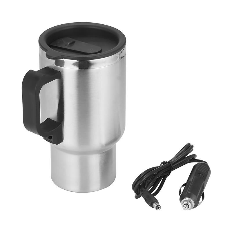 12V 500ML Stainless Steel Cup Kettle Travel Coffee Mug Portable Electric Car Water Keep Warmer Kettle with Cigar Lighter Cable