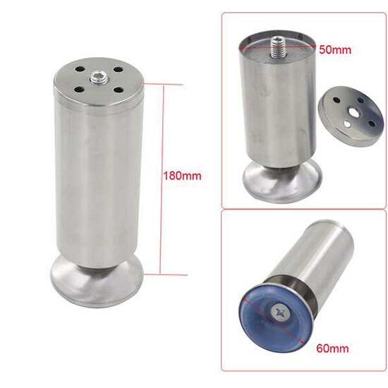 1Pcs 80/100/120/150mm Cabinet Feet Height Furniture Legs Cabinet Foot Silver Tone Stainless Steel Table Bed Sofa Leveling Feet