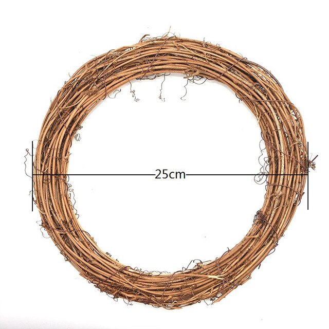 Wedding Decoration Iron Gold Metal Ring Wreath Garland DIY Wreath Bride Flower Dreamcatcher Hoop Supplies: 1pc 25cm rattan