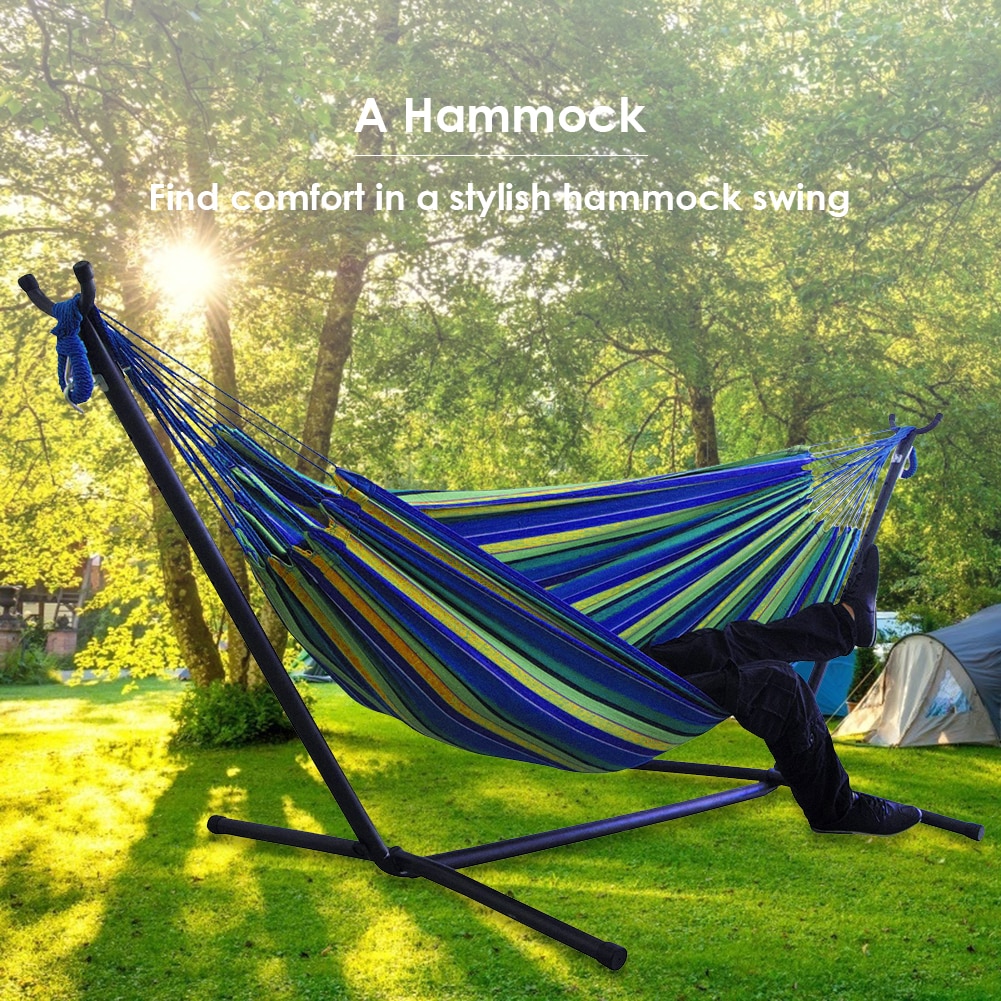 Bärbar utomhushängmatta multifunktionell praktisk praktisk gård trädgård camping sovgunga hängsäng sovhängmatta
