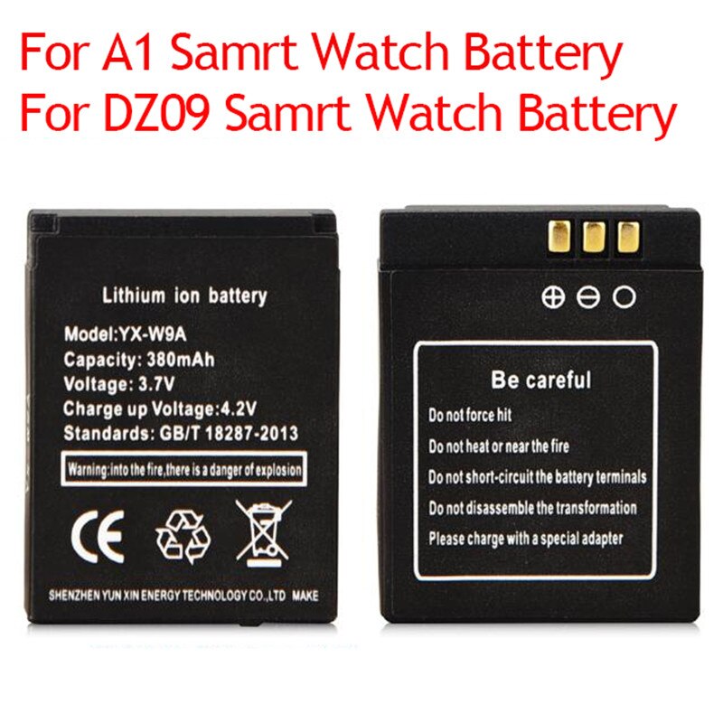 1Pcs 380mAh Smart Watch Rechargeable Battery For A1 DZ09 Smart Watch Battery Li-ion Bateria for A1 DZ09 Smart Watch Battery
