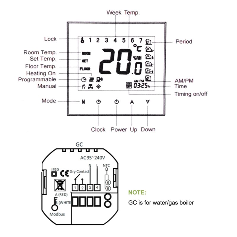 LCD Digital Touchscreen Thermostat For Water/Gas Boiler Heating with WiFi Connection&amp;Voice Control Energy Saving AC 95-240V