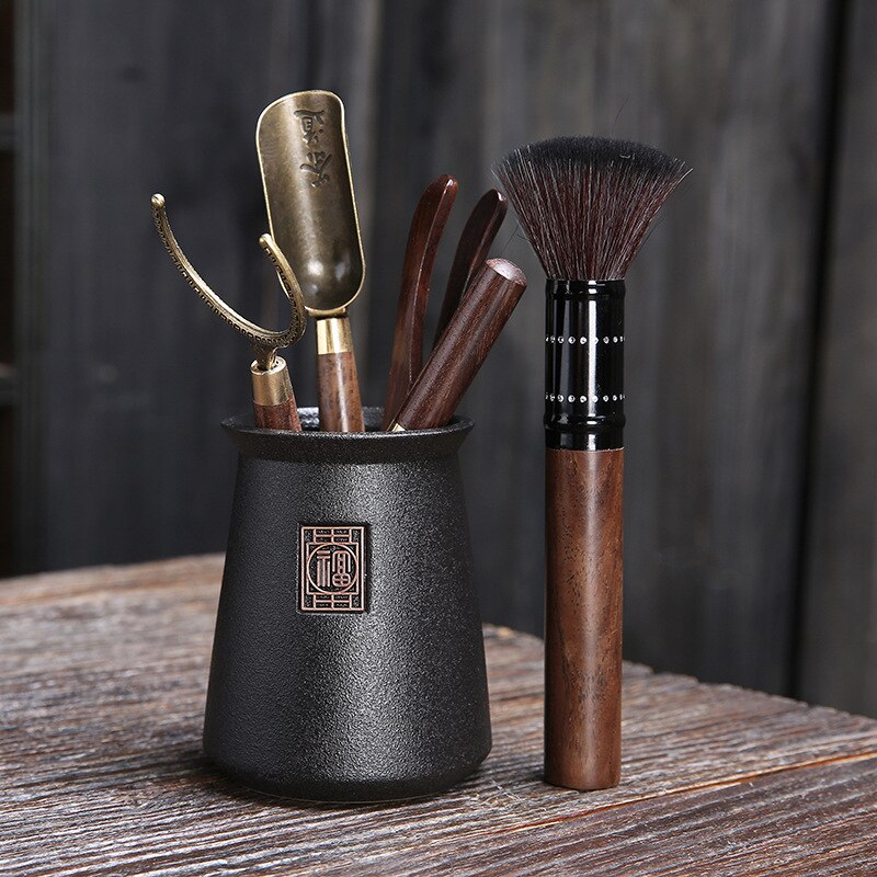 Ceramic Tea Ceremony Six Gentlemen Kung Fu Tea Accessories Black Sandalwood Tea Set Tea Making Tool Tea Clip Tea Needle: color1
