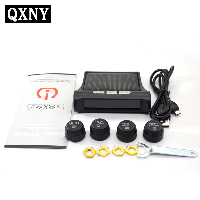 Smart Car TPMS Tyre Pressure Monitoring System Solar Power charging Digital LCD Display Auto Security Alarm Systems