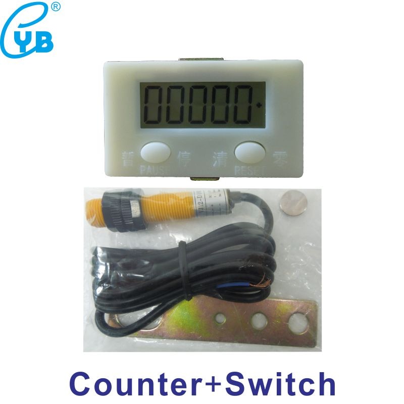 Yb5c lcd digital elektrisk tæller 5 cifret display akkumuleringstæller med magnetisk switch sensor punch maskintæller