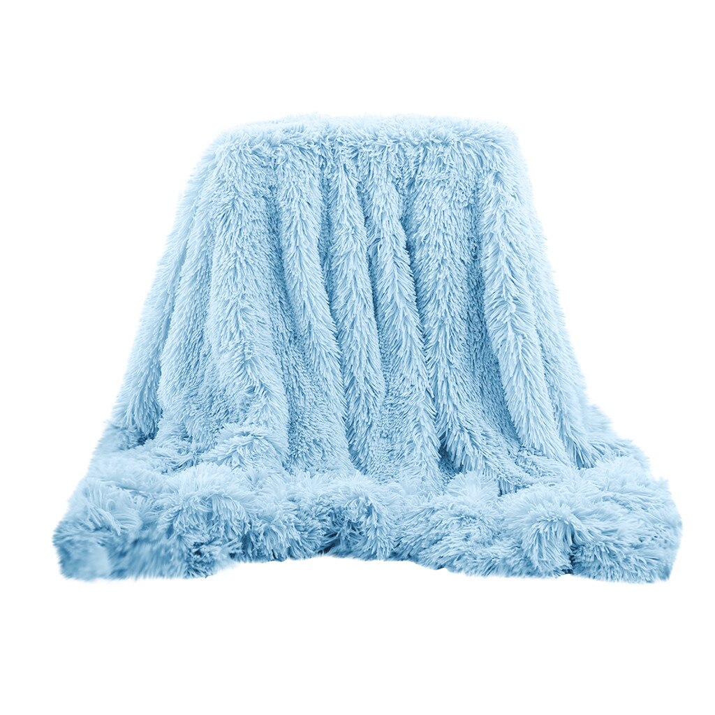 Shaggy Long Faux fur Throw Blanket Fuzzy Lightweight Plush Sherpa Fleece: Blue