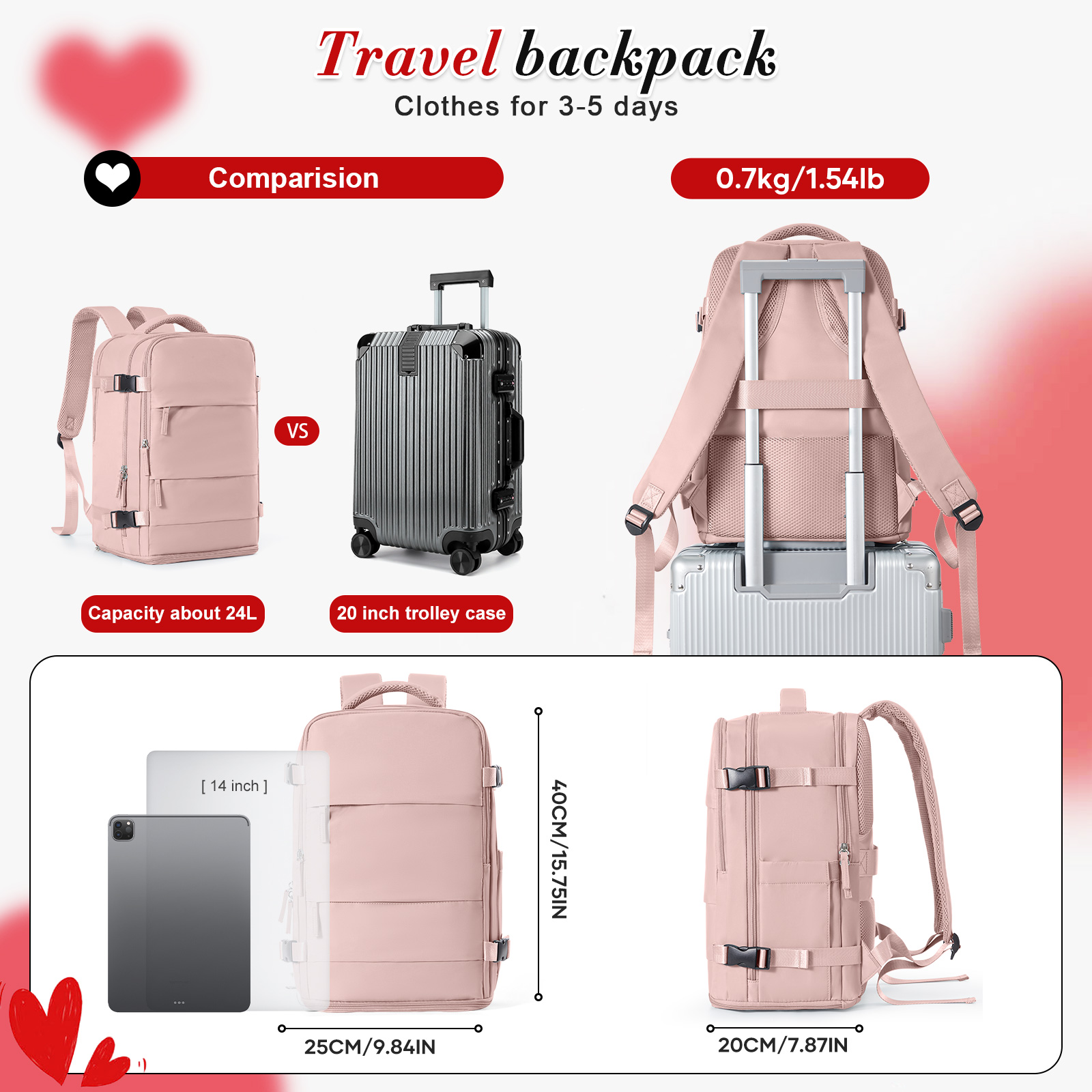 Backpack Travel Cabin Airplane 40x20x25 Ryanair Travel Backpack Suitcase Hand Luggage Backpack Men's Women's Clothing Rucksack