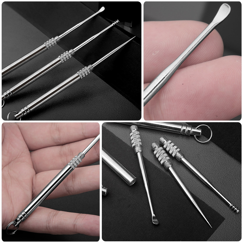 3pcs Earwax Spoon Ear Scoops Stainless Steel Toothpicks Ear Wax Picking Tool for Outdoor