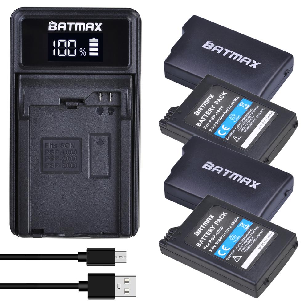 Batmax 3600mAh PSP 1000 Battery +LED USB Charger For Sony PlayStation Portable PSP1000 for Sony 1001,1002,1003,1004,1005,1006: 4 battery 1 charger