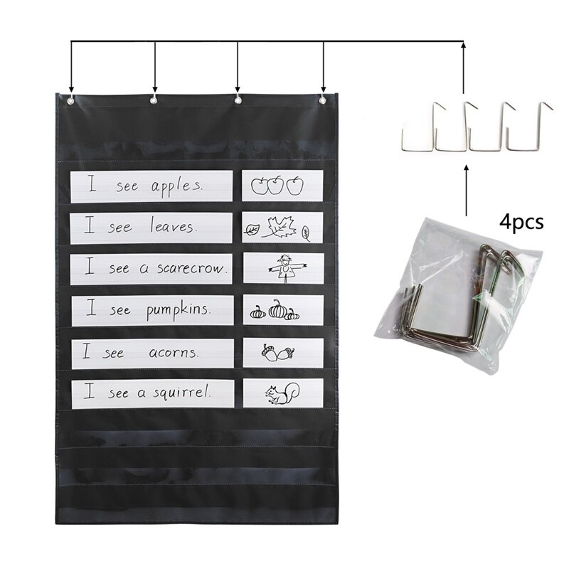 Classroom Children Pocket Chart with Hook Schedule for Home School