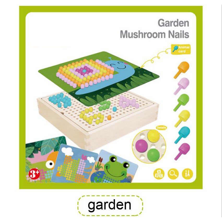 DOLLRYGA Children Educational Wooden Toys Mosaic Mushroom Nail Kit Art Kids knutselen kinderen Puzzle lote jouet enfant