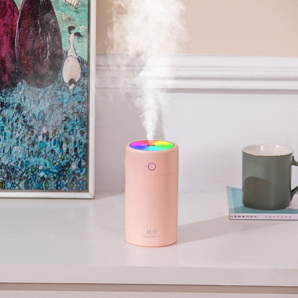 Air Humidifier Eliminate Static Electricity Clean Air Care for Skin Nano Spray Technology Mute Color Lights Car Office: Pink