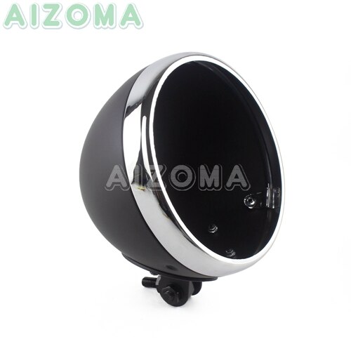 Motorfiets 7 "Koplamp Led Vuurtoren Shell Voor Harley 883 Ijzer Dyna Bobber Universal Custom 7 Inch Koplamp Behuizing Emmer: Matte Black Chrome