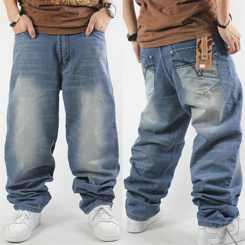 Harem style big yards jeans male tide of hip hop baggy jeans hip loose straight jeans bukser skateboard