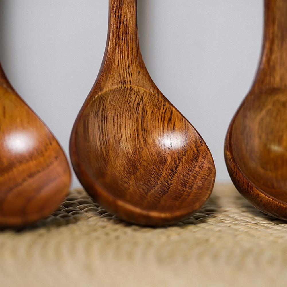 1/3PCS Household Japanese Wooden Spoon Natural Soup Spoons Bamboo Wood Spoon for Eating, Handmade Condiments Mixing Serving