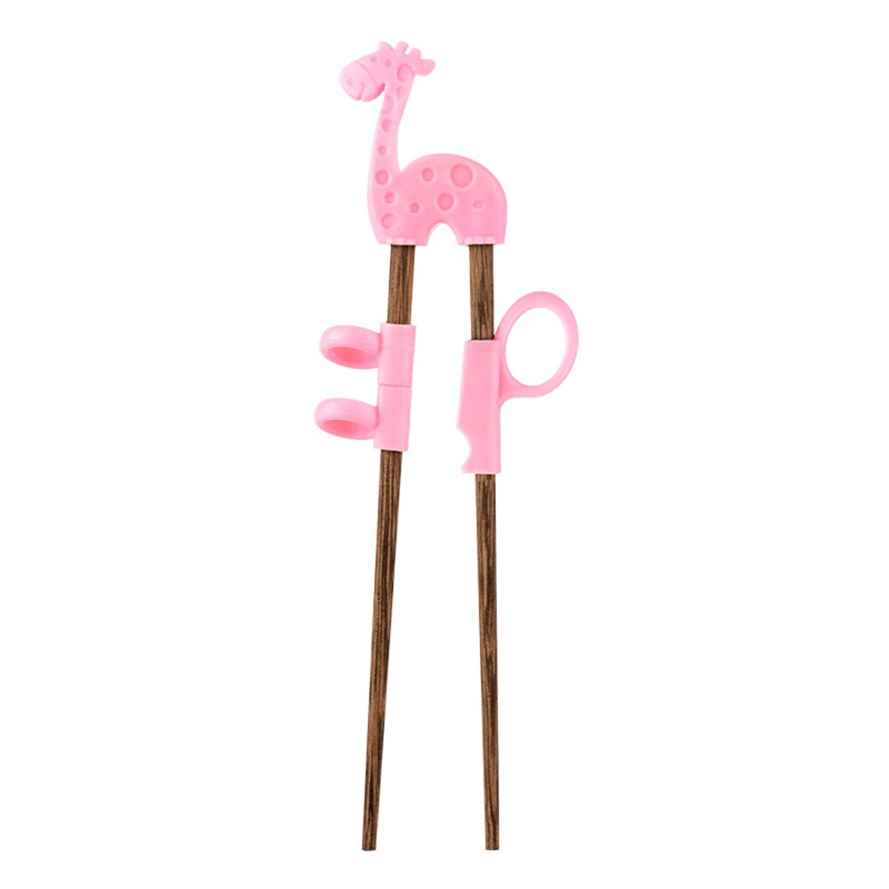 Palillos multicolores de estilo chino para niños, palillos antideslizantes para comida, pinzas de entrenamiento de dibujos animados, saludables, 1 par: pink