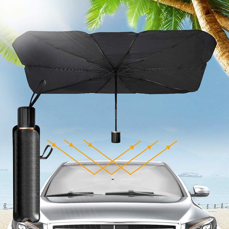 Voorruit Zonnescherm Paraplu Opvouwbare Cover Blok Warmte Uv-stralen Zonneklep Protector Paraplu Past Meest Voertuig Modellen 2 size