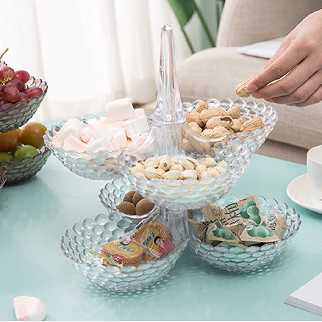 Fruit Plate Containing Multi-Layer Superimposed Candy Plate Dried Fruit Storage Box Container For Snacks Nuts Desserts: White 