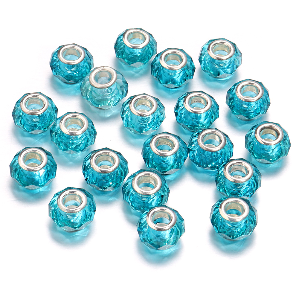 20 stuks/lot 14mm transparante, gefacetteerde harskralen met een groot gat voor het maken van sieraden, tussenkralen voor het maken van armbanden en kettingen: Geel