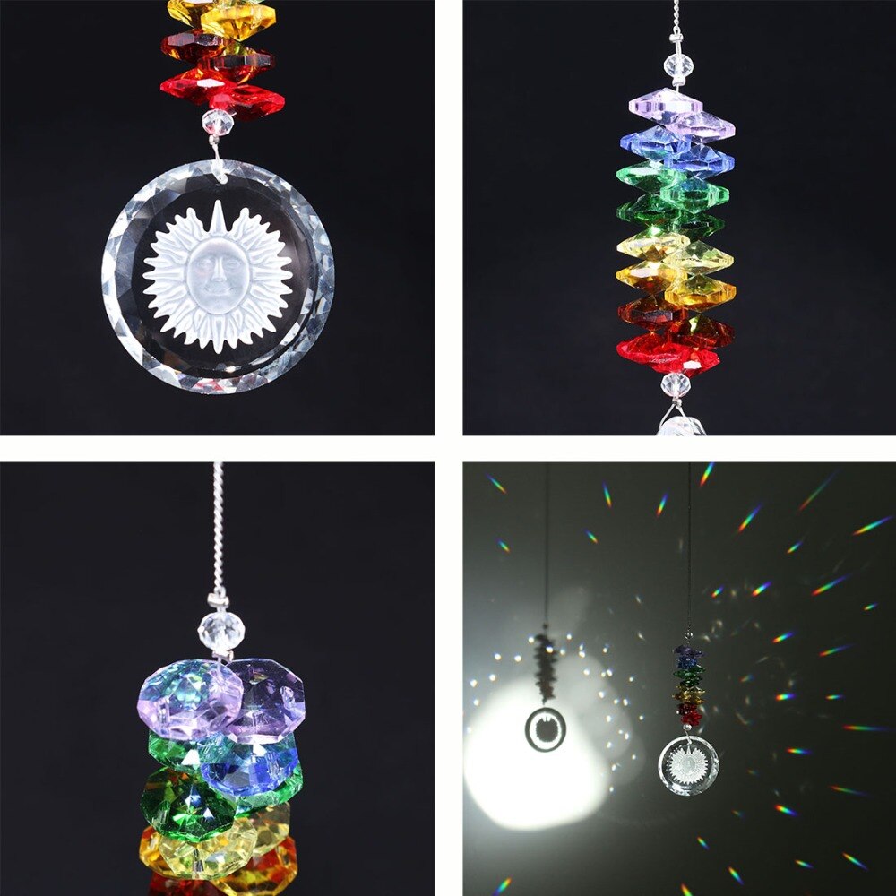 3 Stks/set Chakra Suncatcher Met Zonnebloem Hanger Regenboog Opknoping Crystal Zon Catcher Voor Raam Home Tuin Decoratie