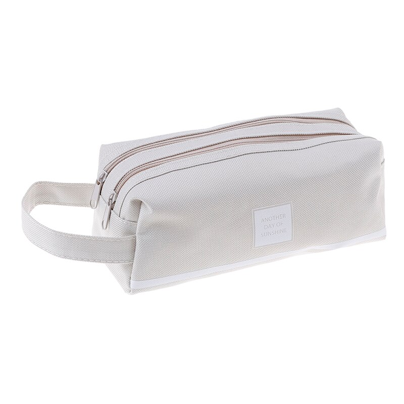 Estuche de lápices grande con doble cremallera, estuche escolar Kawaii, caja de bolígrafos grande: grey