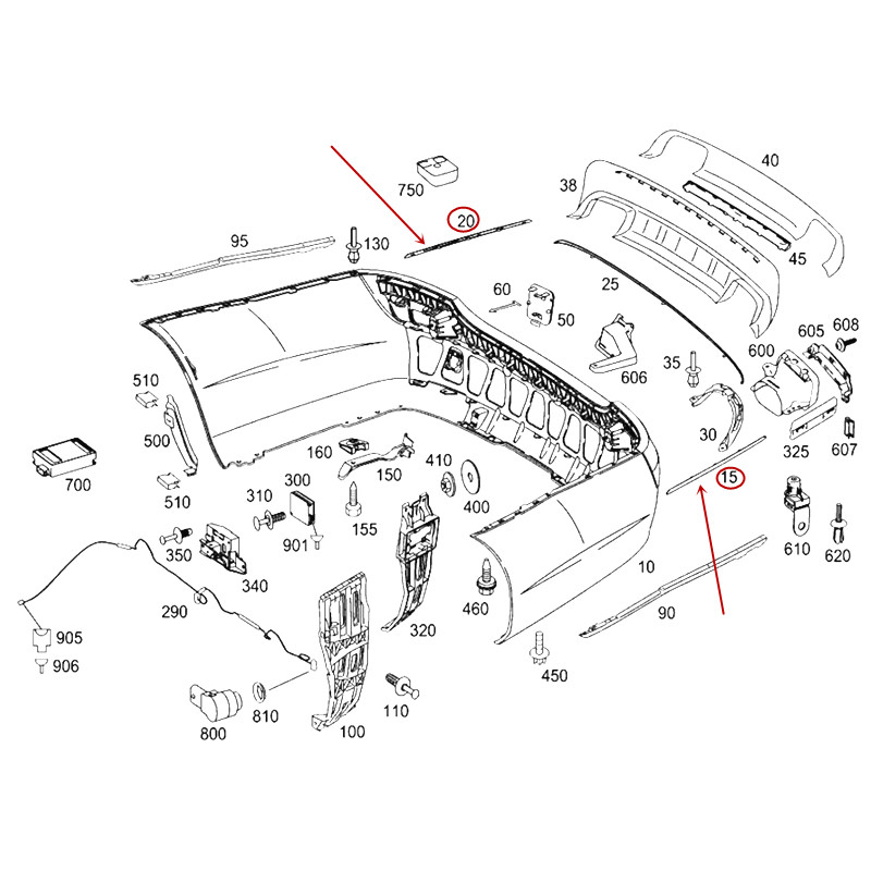 Auto achterbumper trim Geschikt voor S grade S400L S500Lmer ced es-worden nz2010 Heldere strip Gegalvaniseerde strip Bumper strip