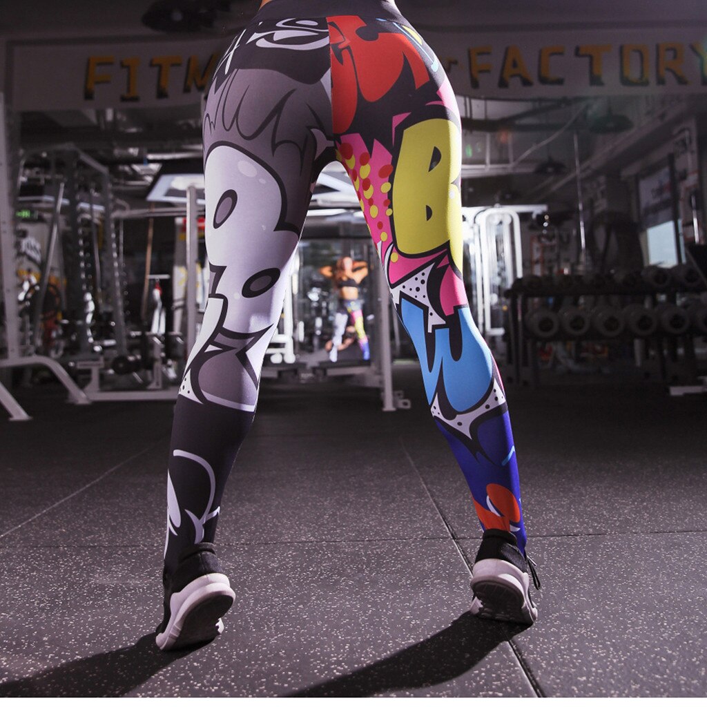 Ladyyoga pantsl leggings holografisk farve 3d grafisk fuldtrykt atletisk træningsbukser kvinder yogapants #40: L