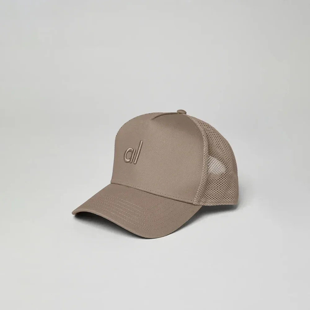 AL European American Mesh Cap District Trucker Hat Unisex Embroidered Yoga Baseball Cap Outdoor Sun Protection Mesh Cap