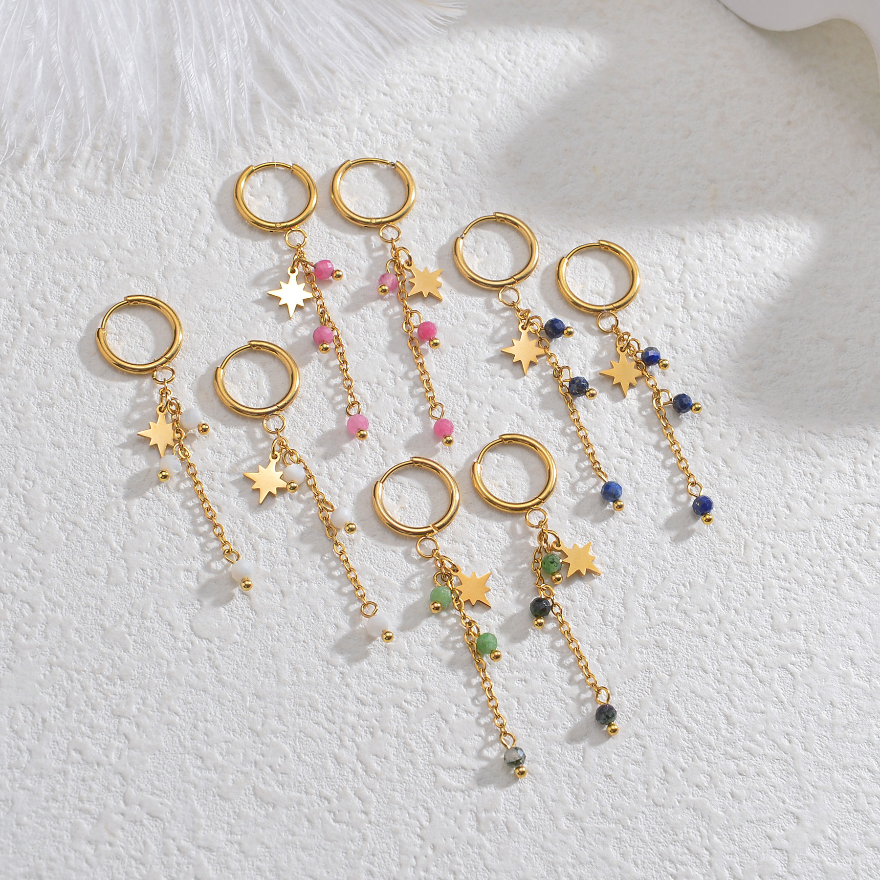 Akizoom oorbellen met kwastjes in 4 kleuren, vintage roestvrijstalen oorbellen met hangende sterretjes voor vrouwen, moeders, meisjes, verjaardagssieraden