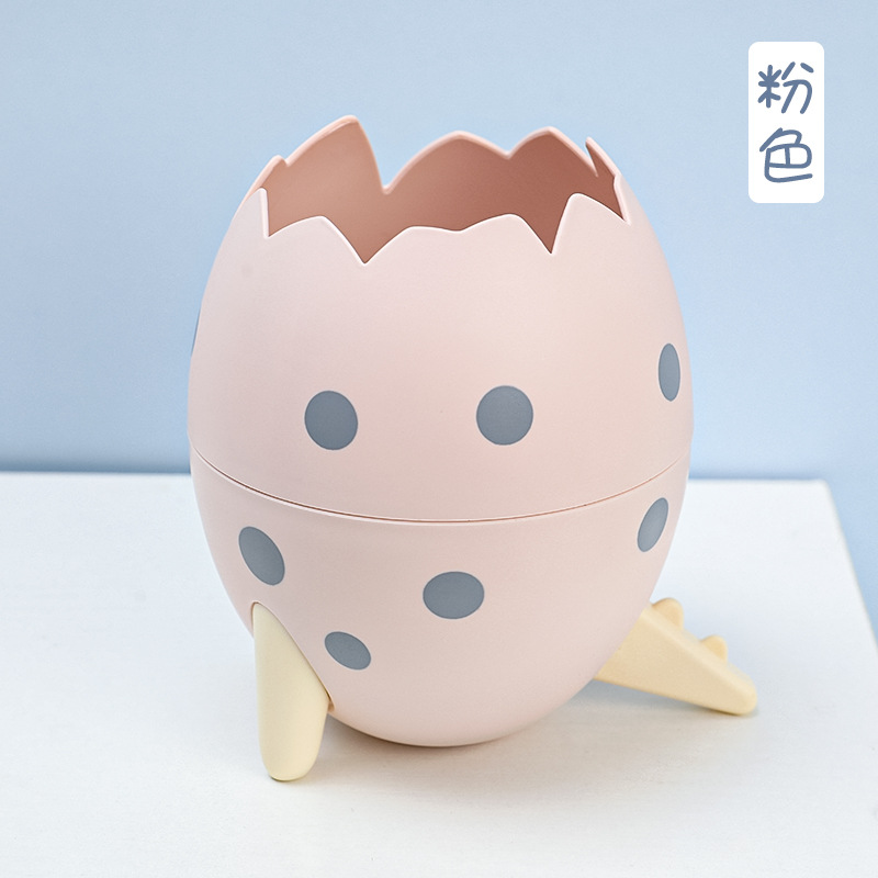 Kawaii Dinosaur Egg Multifunction Pen Holder Desk Storage Accessories Cosmetic Organizer School Office Supplies Stationery: Pink